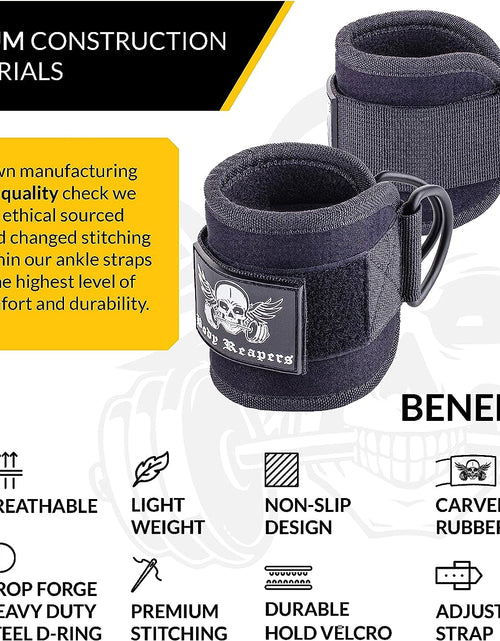 Load image into Gallery viewer, Gym Ankle Cuff Cable Attachment with Adjustable Velcro, Durable Double D-Rings &amp; Cushioned Design for Glute, Leg &amp; Lower Body Exercises, Comfortable Workout Straps &amp; Ankle Cuff
