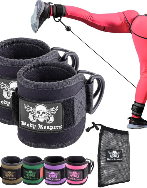 Load image into Gallery viewer, Gym Ankle Cuff Cable Attachment with Adjustable Velcro, Durable Double D-Rings &amp; Cushioned Design for Glute, Leg &amp; Lower Body Exercises, Comfortable Workout Straps &amp; Ankle Cuff
