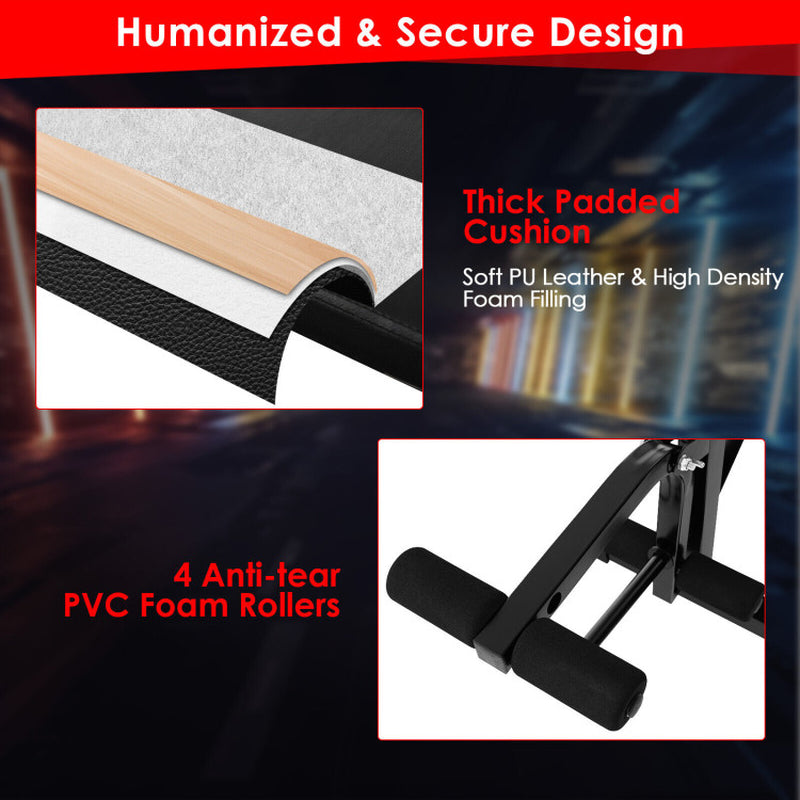 Adjustable Weight Bench and Barbell Rack Set with Weight Plate Post